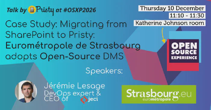 OSXP 2026 case study: the Eurométropole de Strasbourg leaves SharePoint for Pristy