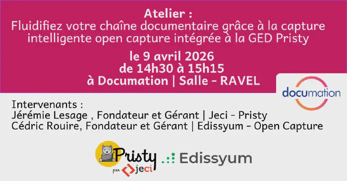 Atelier Edissyum & Jeci : Fluidifiez votre chaîne documentaire @ Documation 2026
